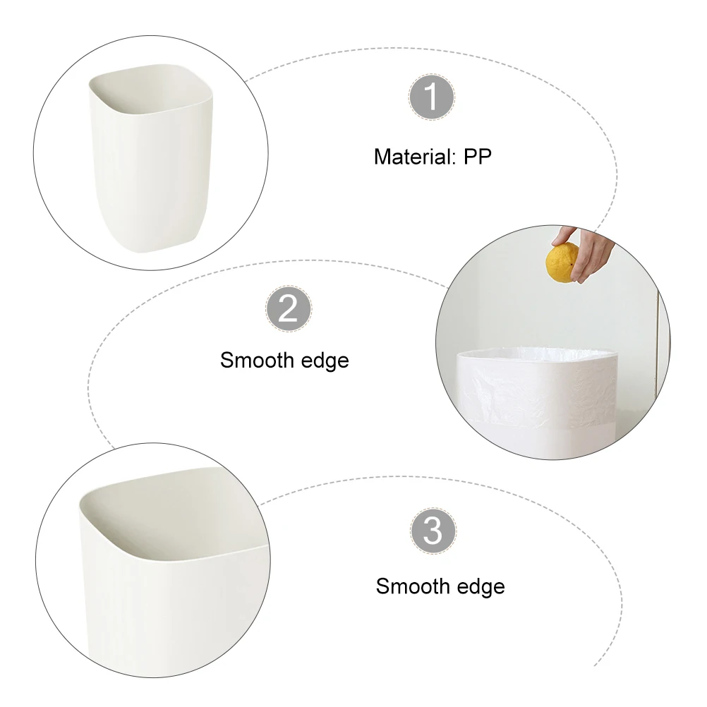 

Modern Office Garbage Can Single Layer Trash Bin For Bedroom Bathroom Large Capacity Non-Slip Waste Basket Storage Basket Easy