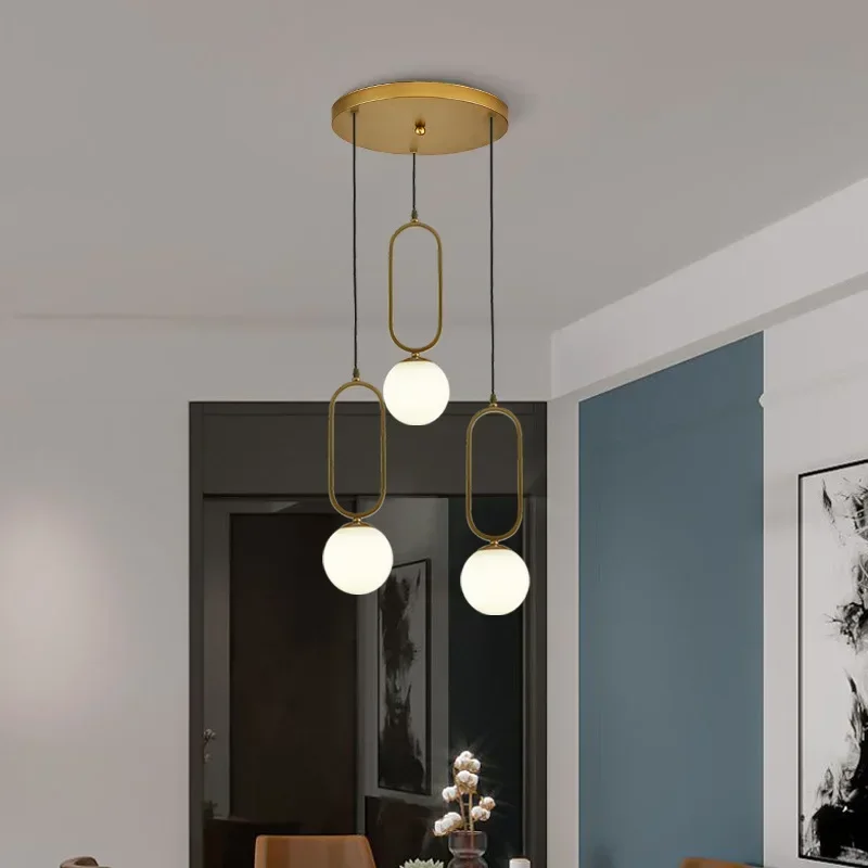 

Nordic Luxury Glass Ball Chandeliers for Home Living Room Decor Pendant Lights Restaurant Bedroom Brass Bar