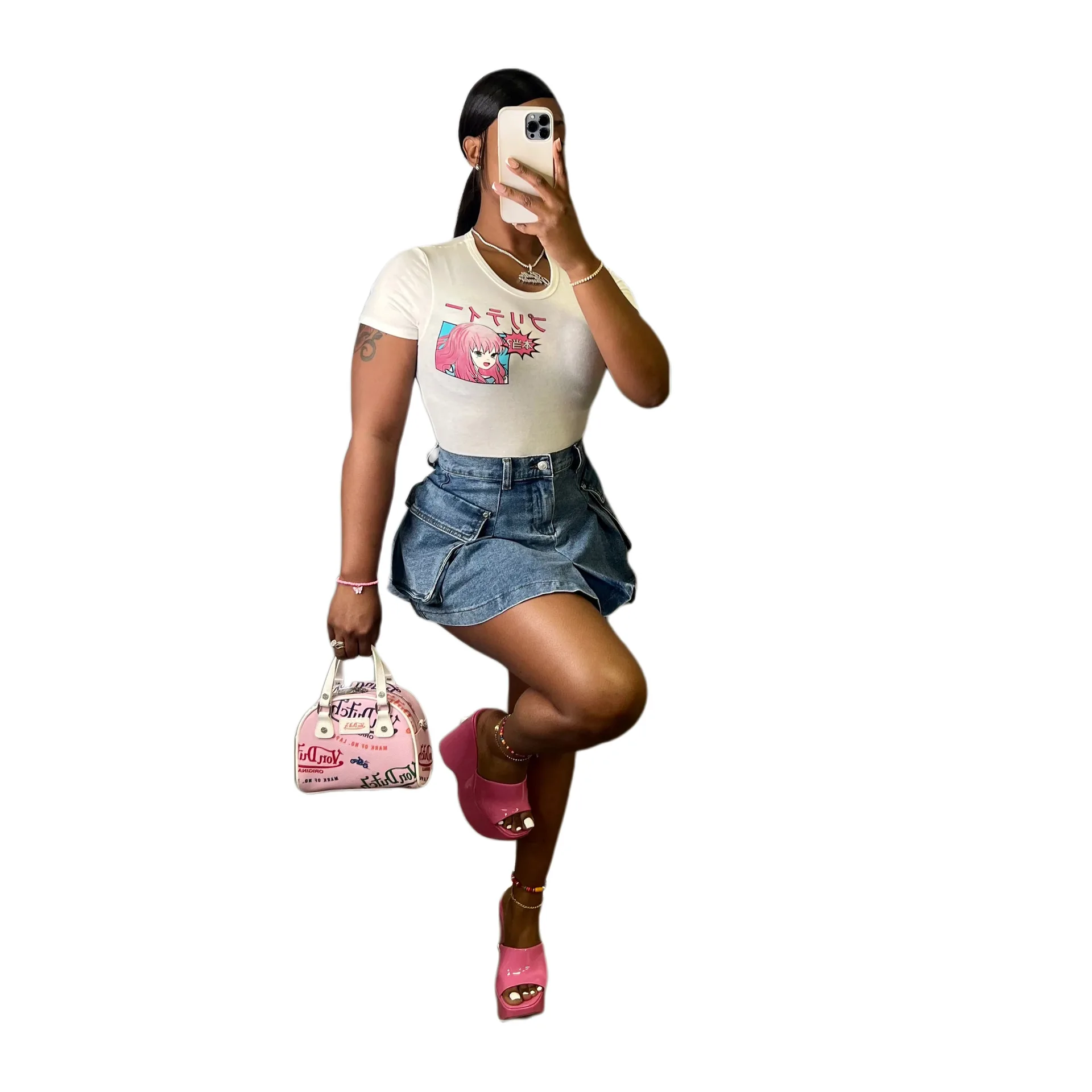 Short Skirt Women Denim Skirts A Line Mom Jeans Streetwear Sexy Slim Fit Hip Wrap Elegant Splice Y2k Party Club Summer 2025