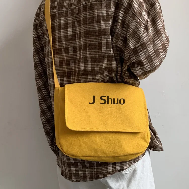 Bolso de mano de lona Ulzzang para hombre y mujer, bandolera de banda ancha, de arte japonés y coreano, novedad de 2023