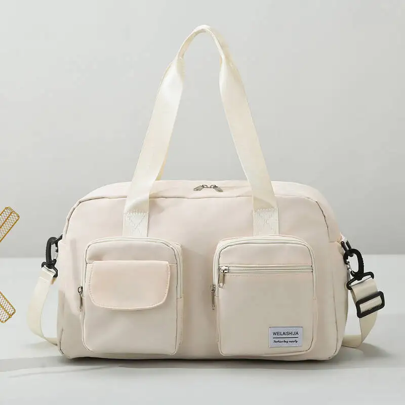 

Compact Travel Bag with Large Capacity Black Waterproof Oxford Fabric Gym Bag Dry/Wet Separation Handheld Crossbody Bag