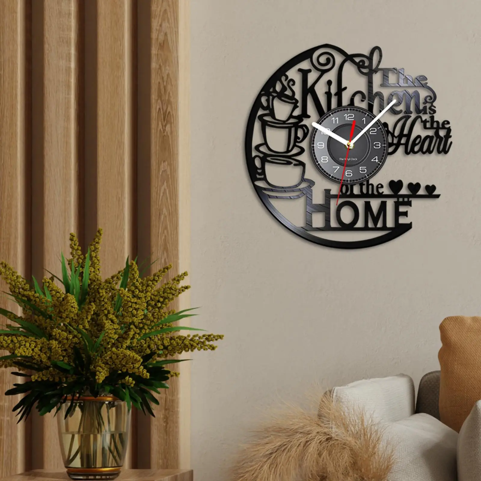 Kitchen Records Wall Clock Home Theme Wall Clock for Indoor Hotel Study Room