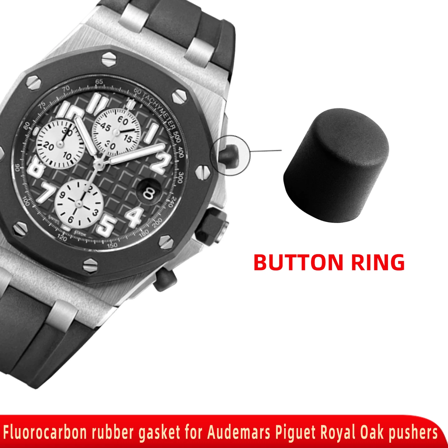 For Audemars Piguet Royal Oak Offshore Series: Fluorocarbon Rubber Crown Button FMK Cap Ring Watch Replacement Parts