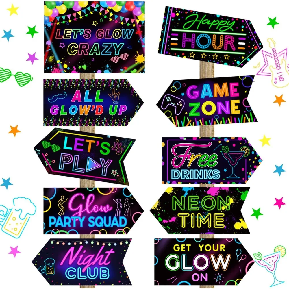 

20 Pcs Party Supplies Decorations Home Sign Cutouts for Party Decorations Supplies(Glow in The Dark)