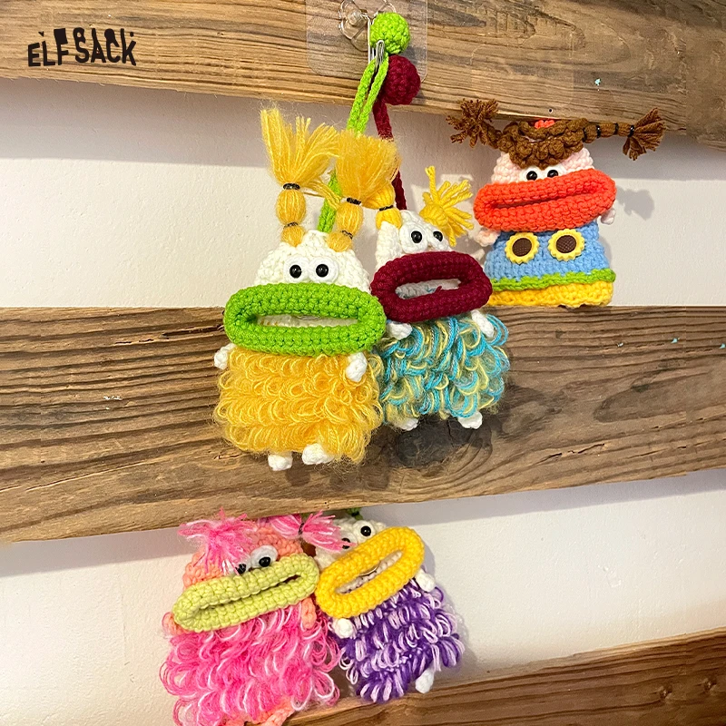 

ELFSACK 2025, осеннее новое поступление, милый мультяшный защитный чехол для ключей ручной вязки для женщин