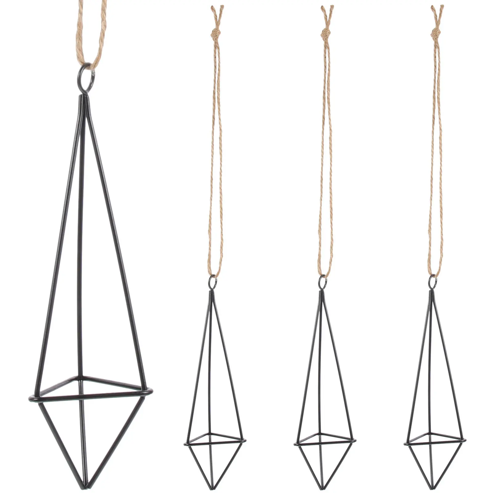 

4Pcs Hanging Air Plant Holder Metal Geometric Planter for Home Decor Indoor Wall Window Display Rustic Style Plant Hanger