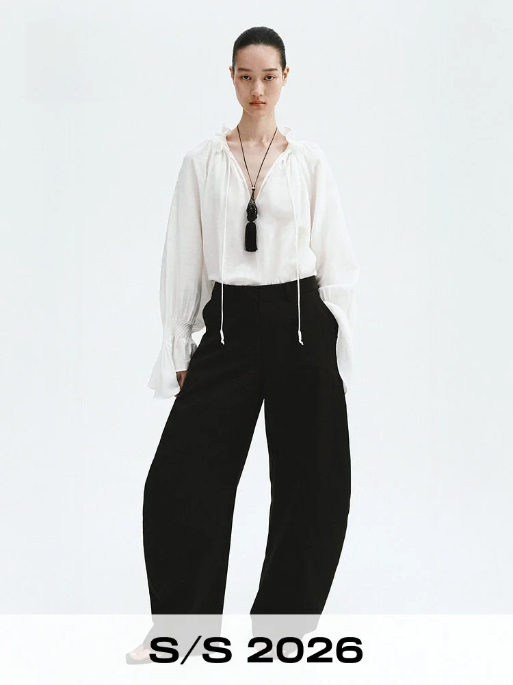 

Low Waist Tailored Lantern Leg Pants Commute Suit Pants Women's Casual Fashion H&M Spring 2026 Viscose Cotton Blend