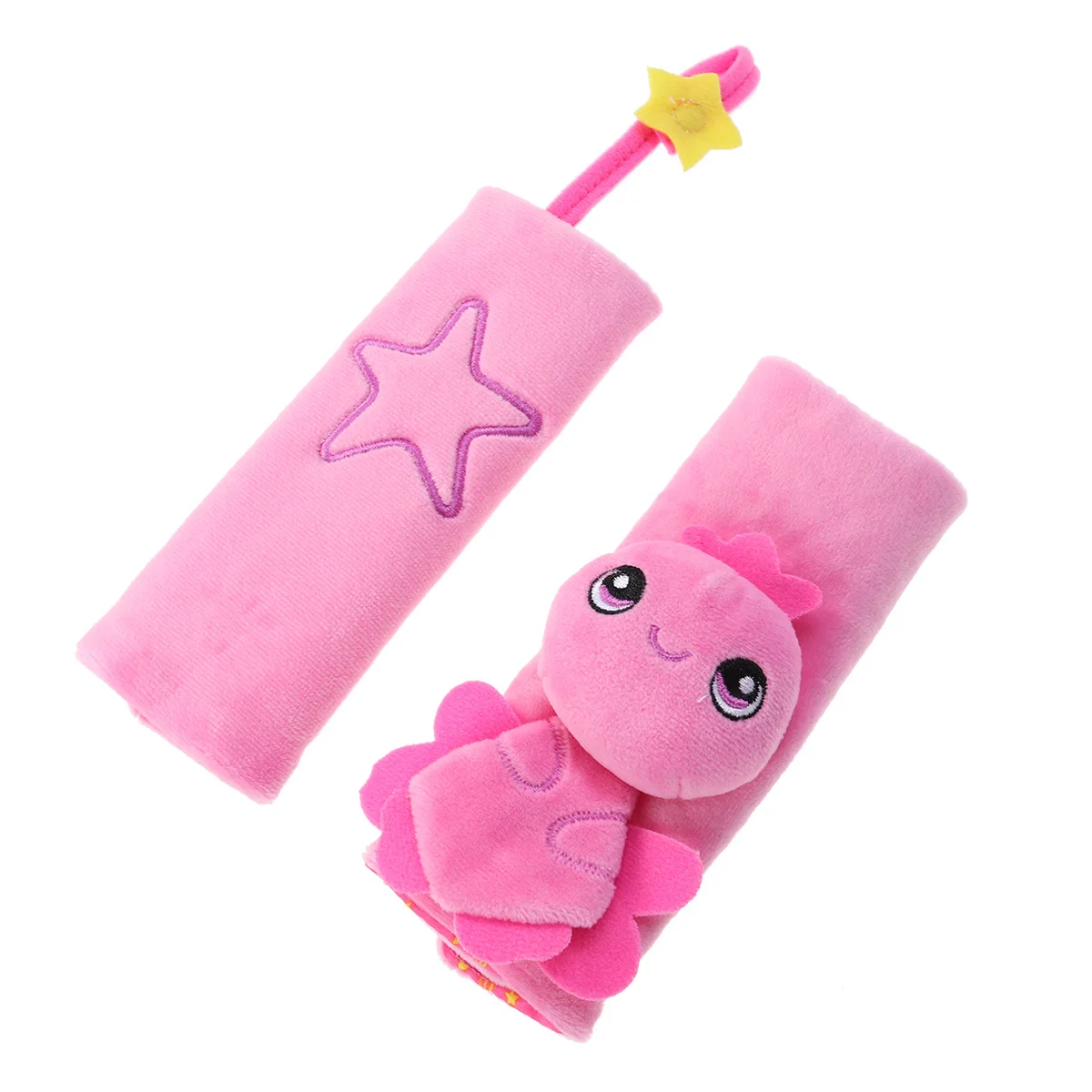 Protetor de Cinto de Segurança para Carrinho de Bebê com Design de Animal em Cartoon Rosa