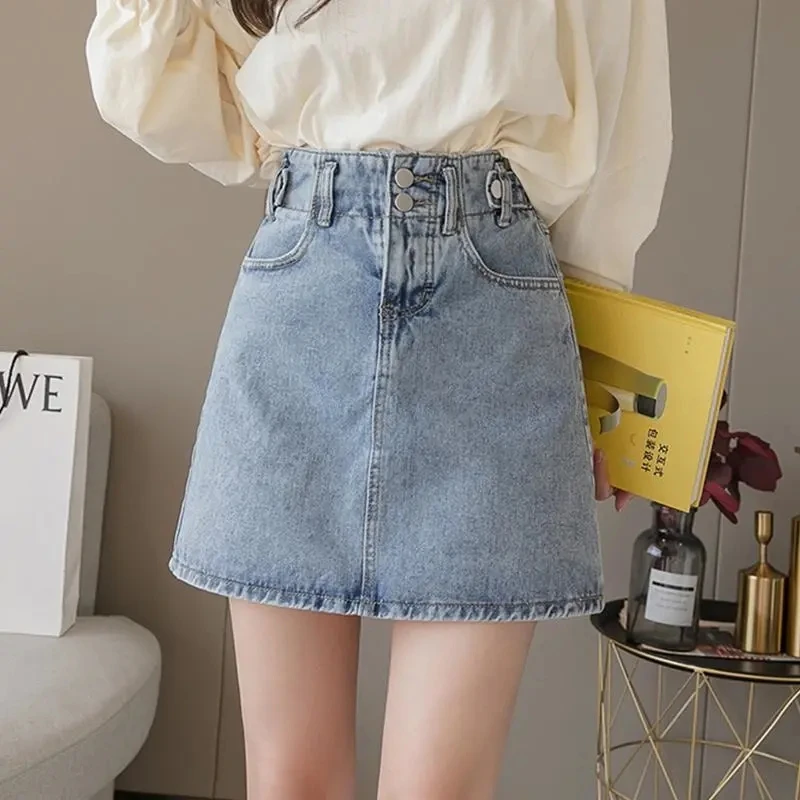 

Womens High Waisted Short Mini Denim Skirt 2024 New Spring And Summer Korean Fashion Casual Jeans A-Line Skirts Woman Clothes