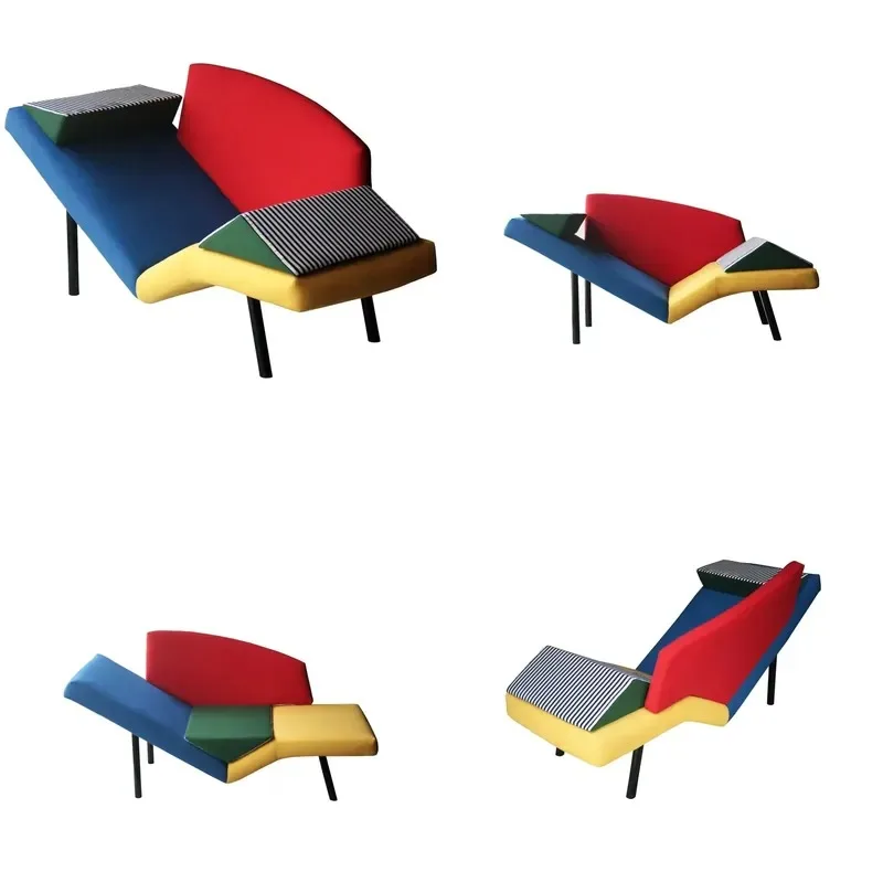 Factory Custom Modern Memphis Geometric Lounge Chair Color Padded Metal Frame Sofa for Hotel Villa Furniture