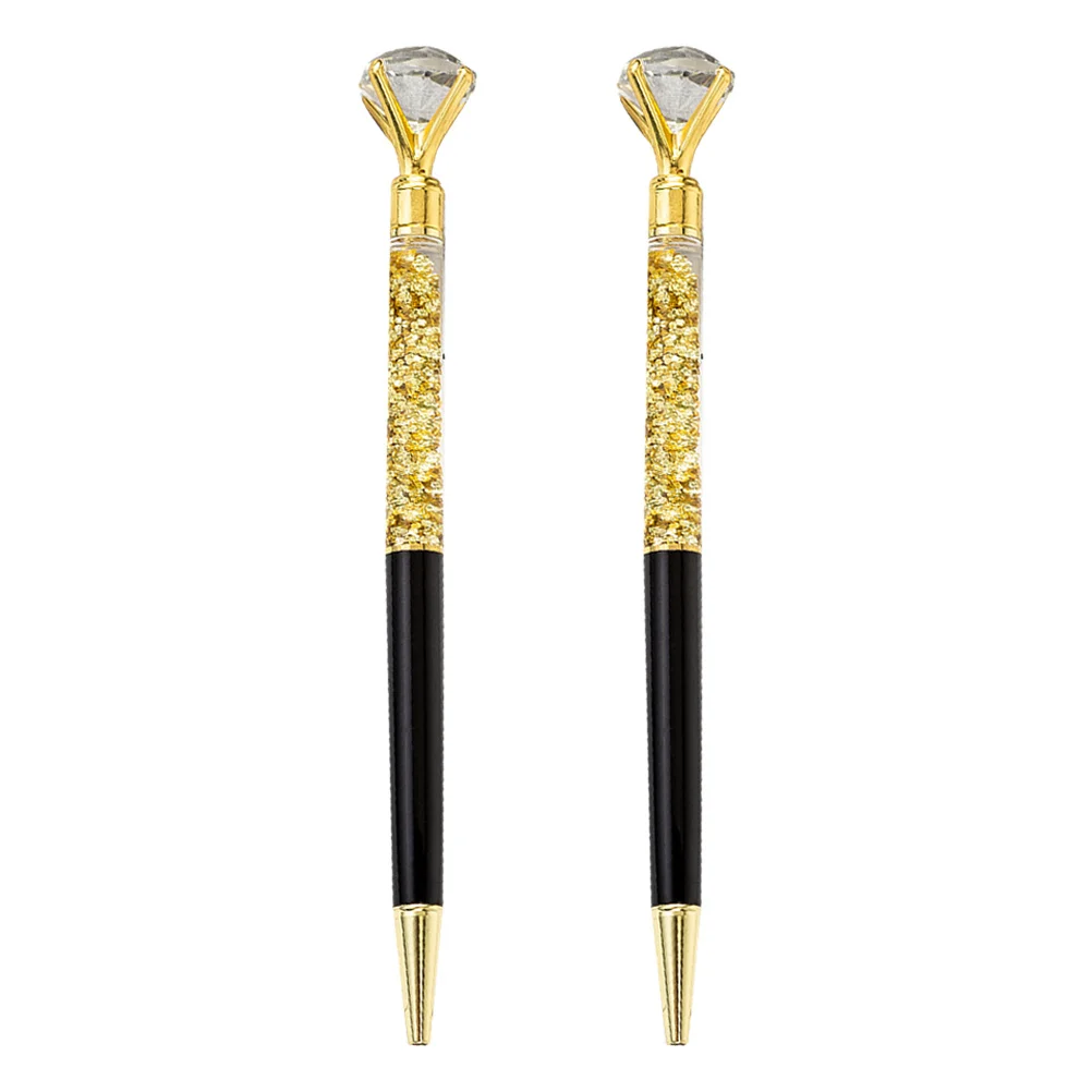 

2Pcs Metal Pen Ball Point Pen Crystal Diamond Luxury Design Smooth Writing Office School Gift Roller Pens Ball Pens