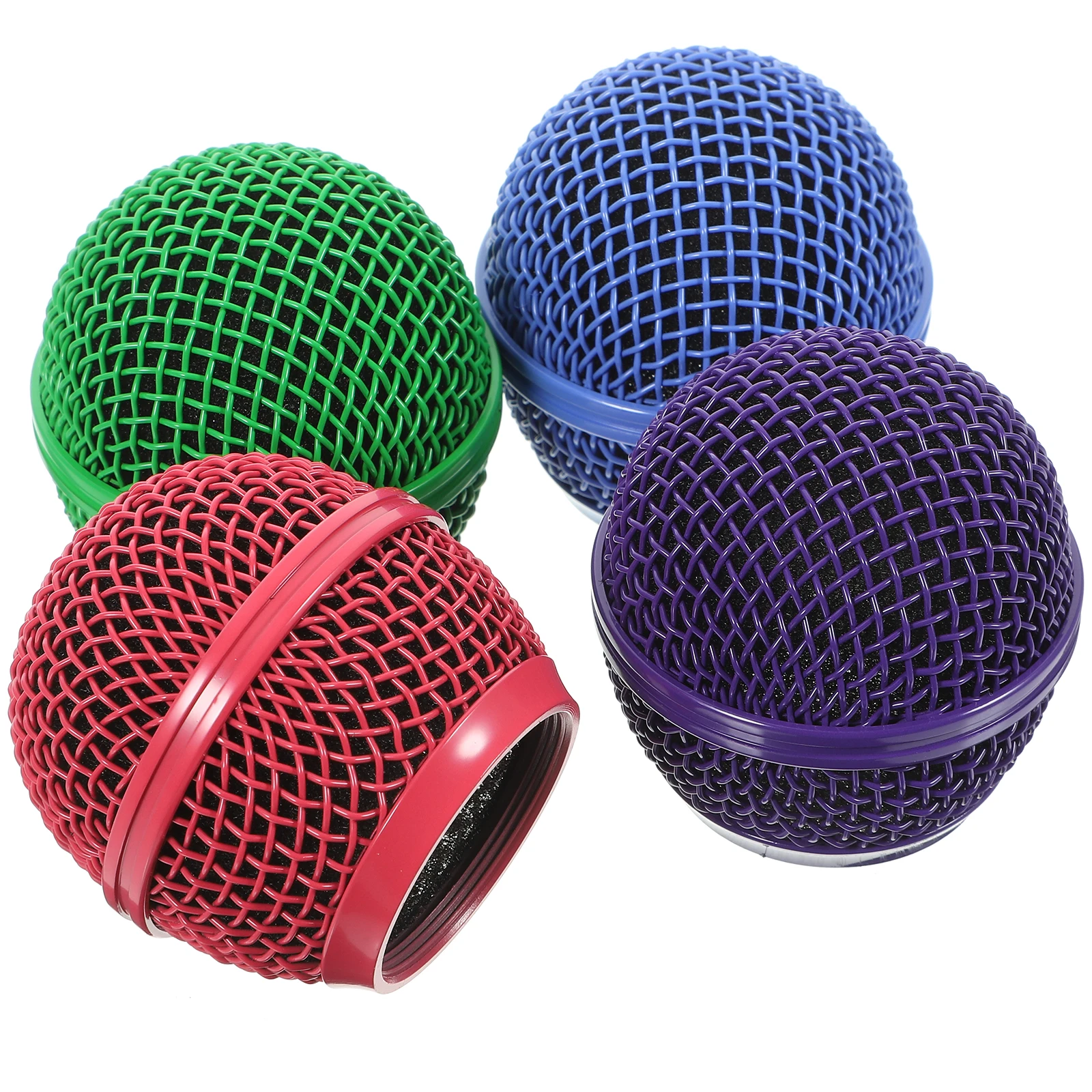 

4pcs Microphone Replacement Colorful Mesh Head Black Gold Red Microphone Replacement Grille White Durable Metal