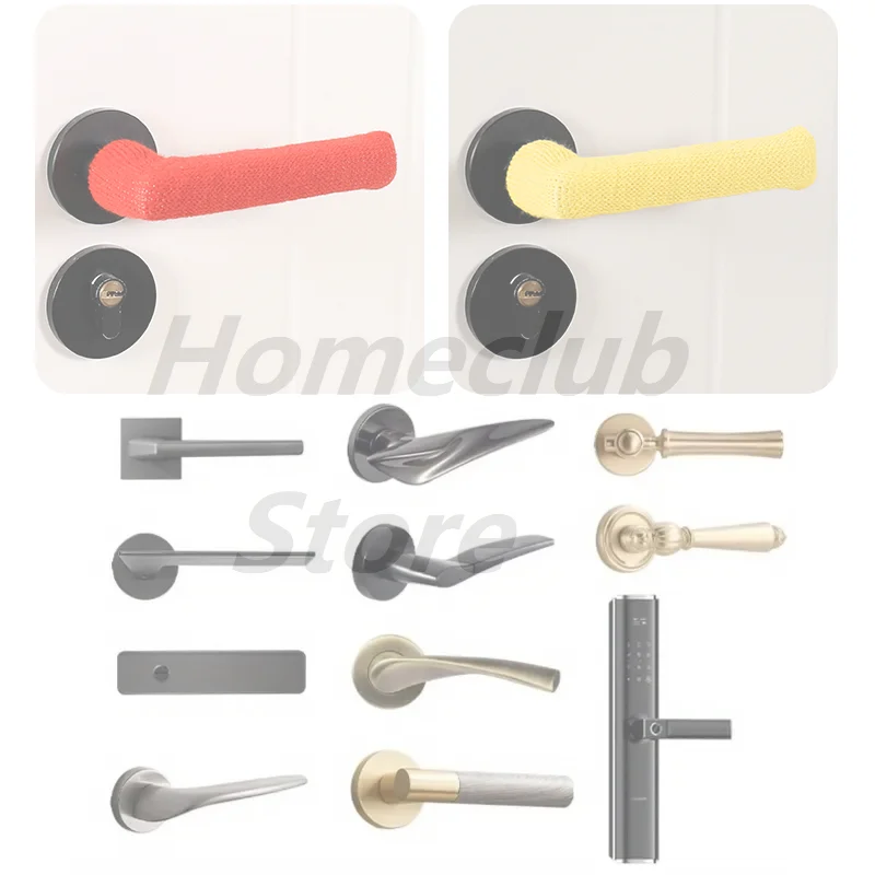 Room Door Handle Cover Warmer Door Handle Protector Anti-slip Wear-resistant Silent Thickened Chair Leg Socks Knit Door Decor