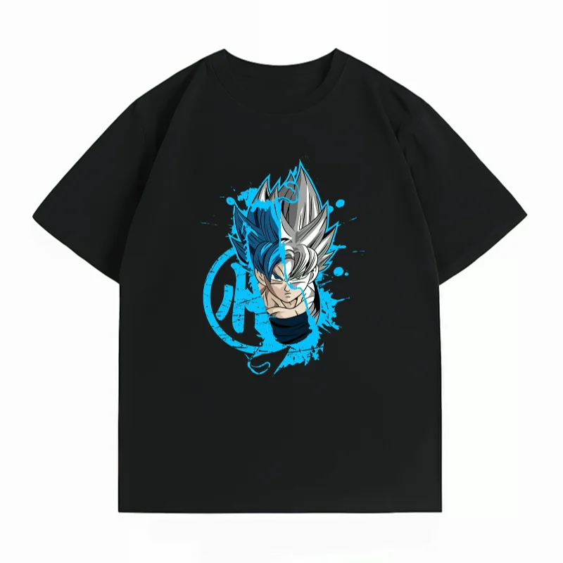 Bandai Dragon Ball Super Son Goku Ultra Instinct Sign Blue T-Shirt, Casual Pure Cotton Anime Street Style Men's T-Shirt