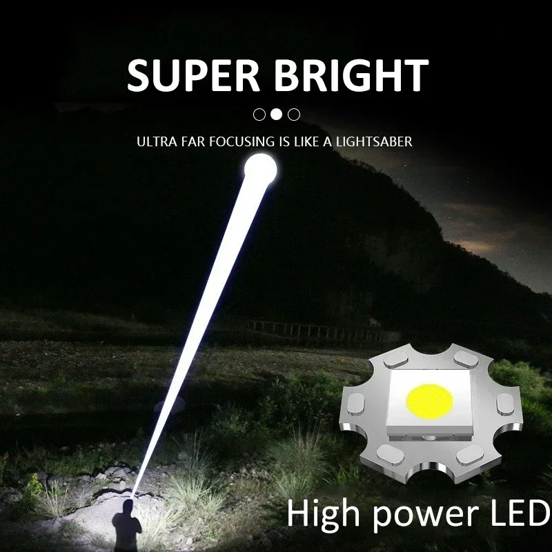 Picture 3: Powerful LED Flashlight Type-c Rechargeable Telescopic Zoom Torch Electric Display High Brightness Waterproof Lighting Torch