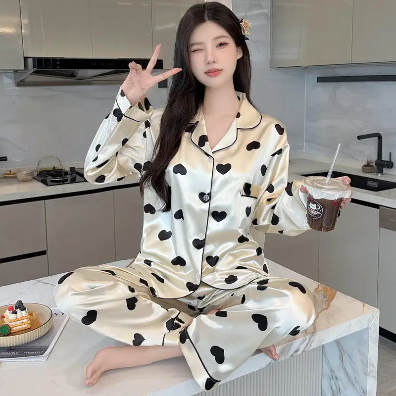 Summer Newwomen Simple Light Luxury Fashion Elegant French Pajamas Skin Friendly Comfort Shorts Shirt Nightgown Set Home Clothes