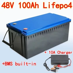 48v 100AH lithium lifepo4 battery with BMS for tricycle golf cart inverter Solar energy storage scooter + 10A charger