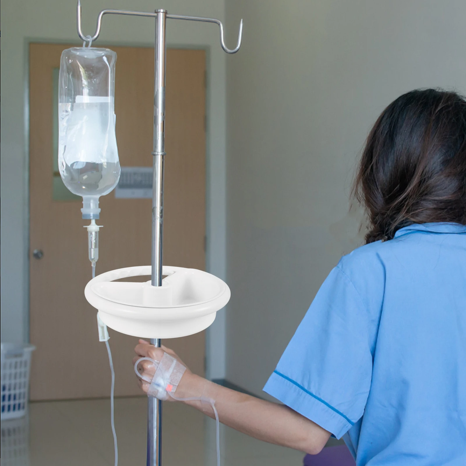 Aksesoris Tiang Infus, Rak Penyimpanan, Nampan Kopi, Piring Putih Besar, AC