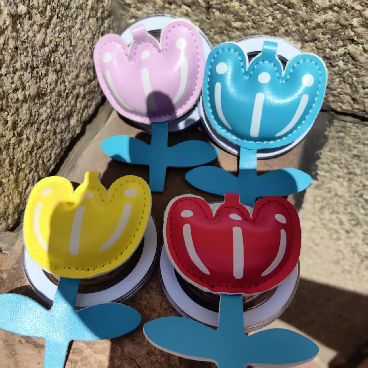 

Корейская искусственная кожа тюльпан магнитный телефон Griptok универсальная подставка Smart Tok Griptok для iPhone складной держатель с цветочным принтом для Magsafe