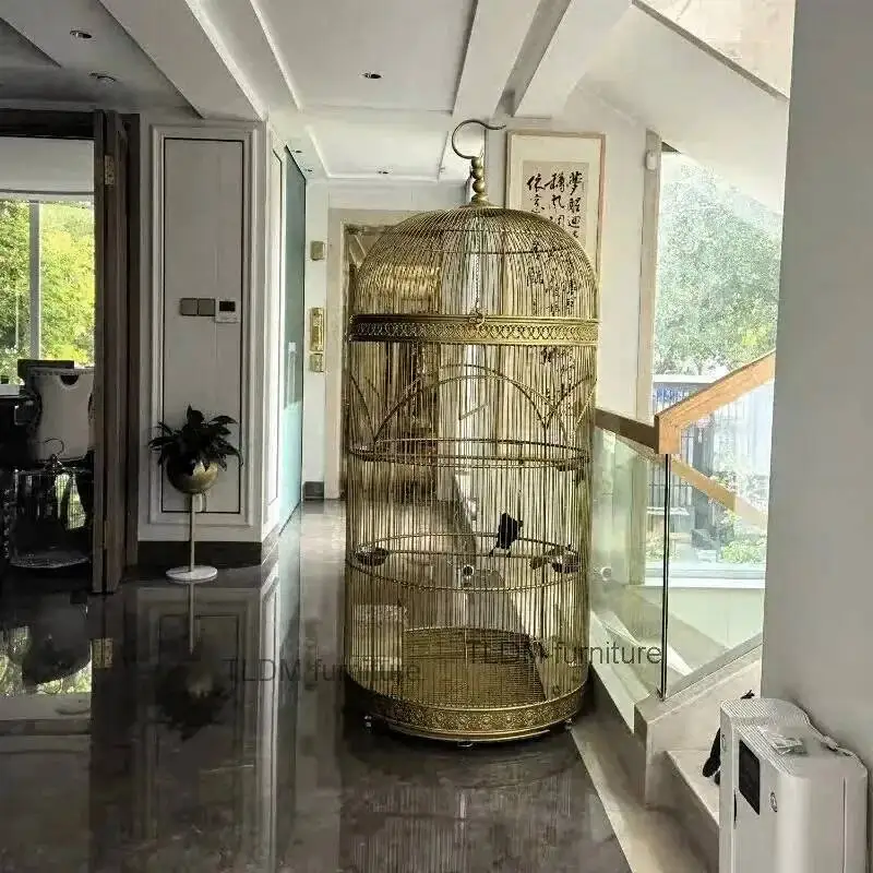 

Parrot Extra European Large Villa iron outdoor Cylindrical Large Bird Cage Cages retro courtyard Cage Birds Budgie Canary Bird Z