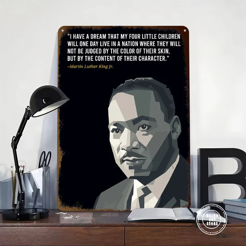 Martin Luther King Wpap 3D Texture Metal Poster Customized Wall Art Tin Sign Gift for Mancave Decoration Room Vintage Decor Home