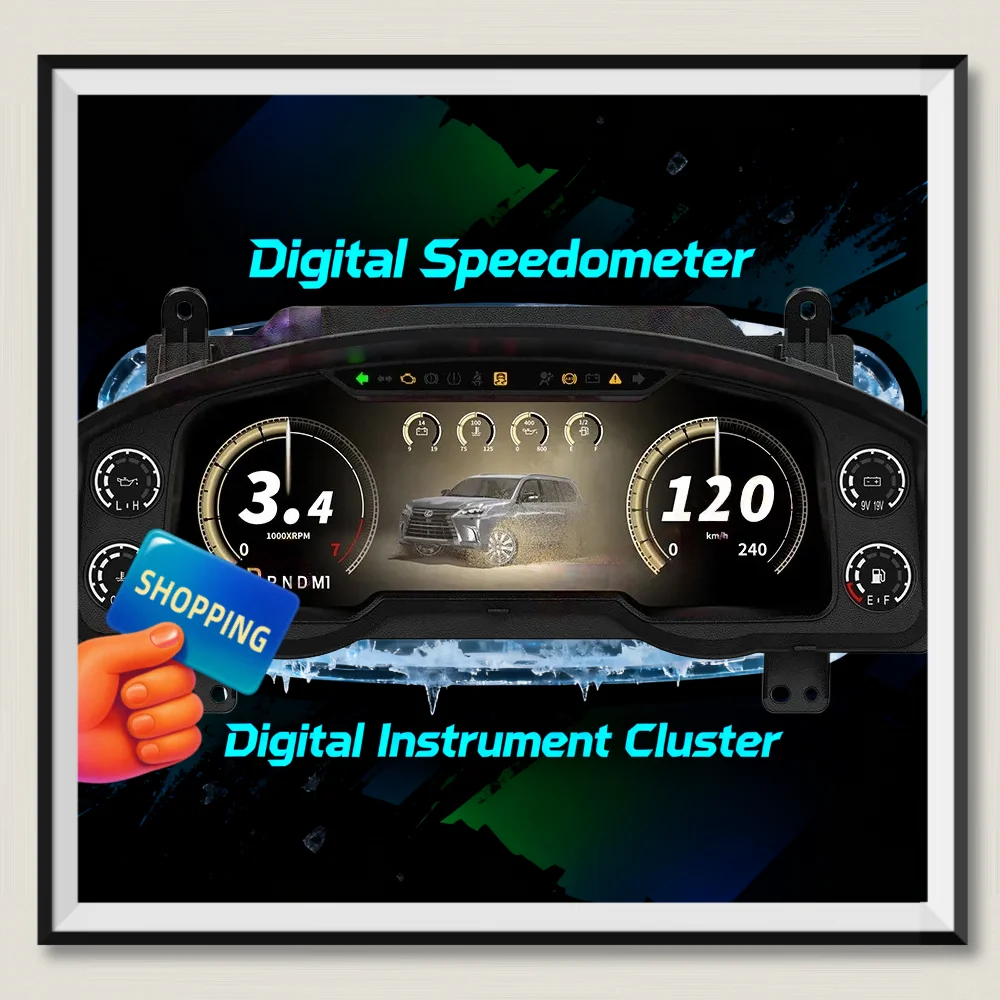 

D Новый обновленный для Lexus LX570 2007-2021, скоростной автомобильный ЖК-дисплей, приборная панель, цифровой кластер, виртуальный кабин, приборная панель, одометр скорости