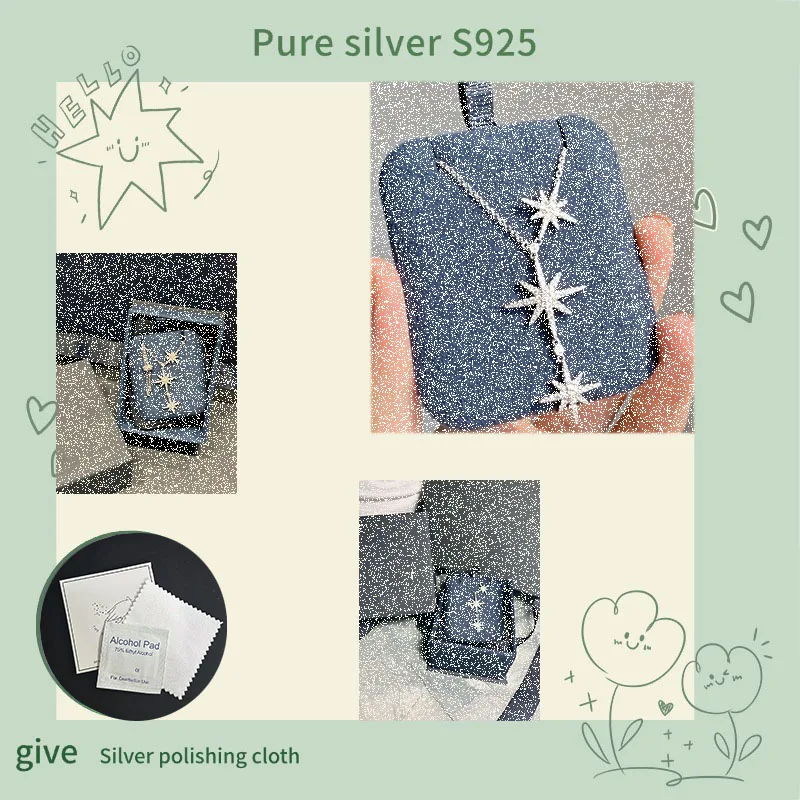

Pure silver s925 necklace Fashionable, high-end, hexagonal star temperament, trendy, personalized necklace, versatile