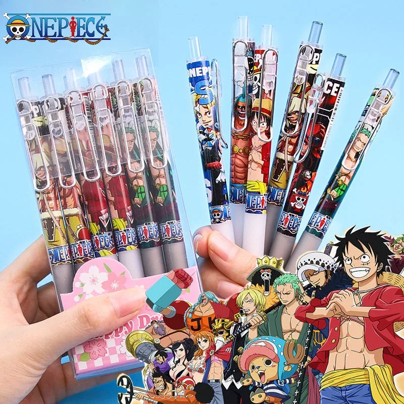 6 ชิ้น/เซ็ต One Piece กด Neutral ปากกา 0.5 Bullet Head ความงามปากกาลายเซ็นความเร็วแห้งสีดํา Neutral ปากกาอุปกรณ์โรงเรียน
