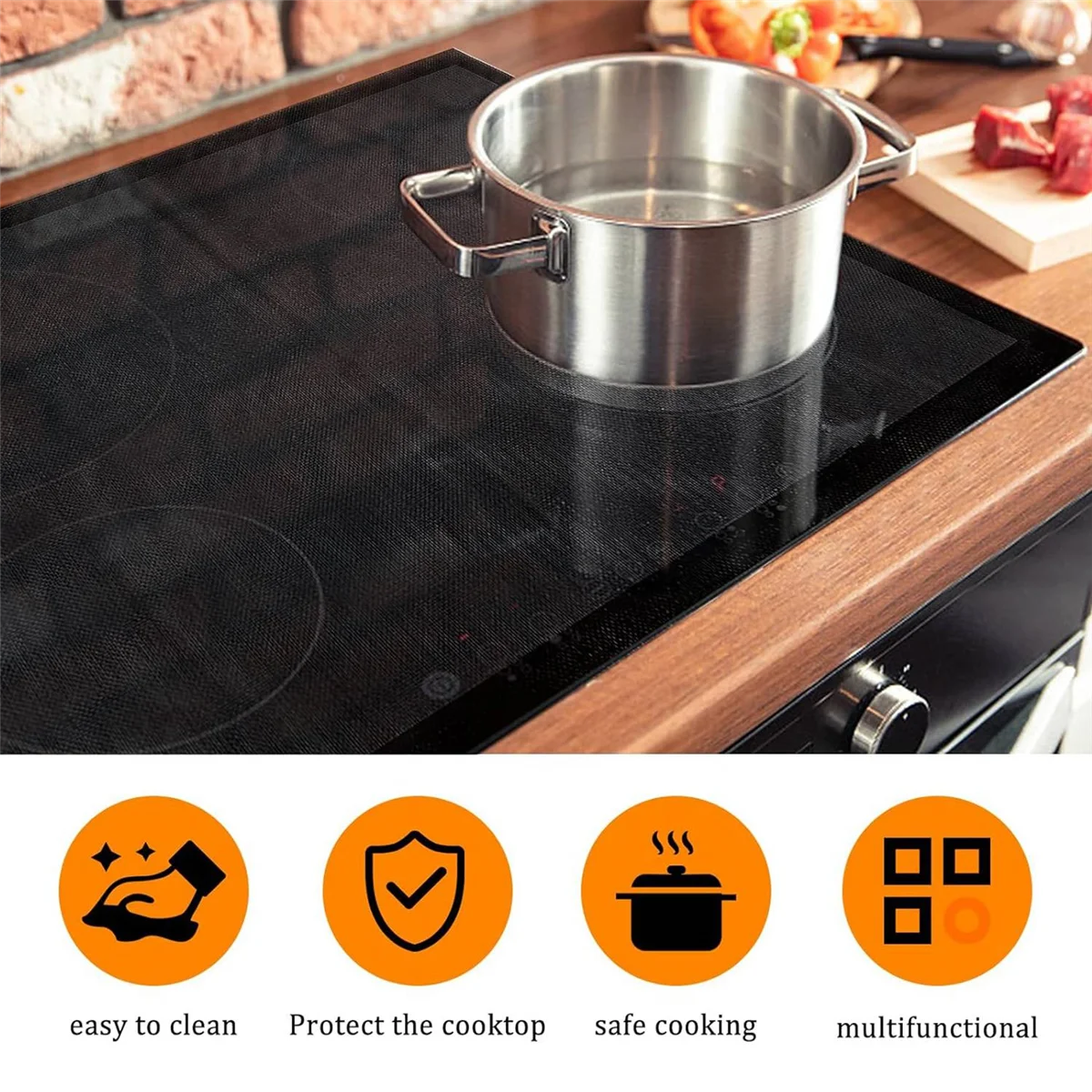 52X78cm (20X30 Inch) Induction Hob Protector Mat, Magnetic Silicone Induction Hob Mat, Induction Hob Cover Protector