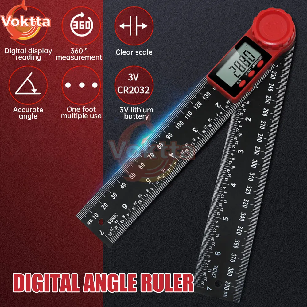 2-in-1 Digital Angle Meter Inclinometer 200mm/300mm Electronic Goniometer Angle Finder Meter Angle Ruler Measuring Tools