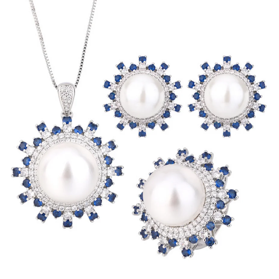 

RARE GENUINE SOUTH SEA WHITE PEARL RING EARRING PENDANT