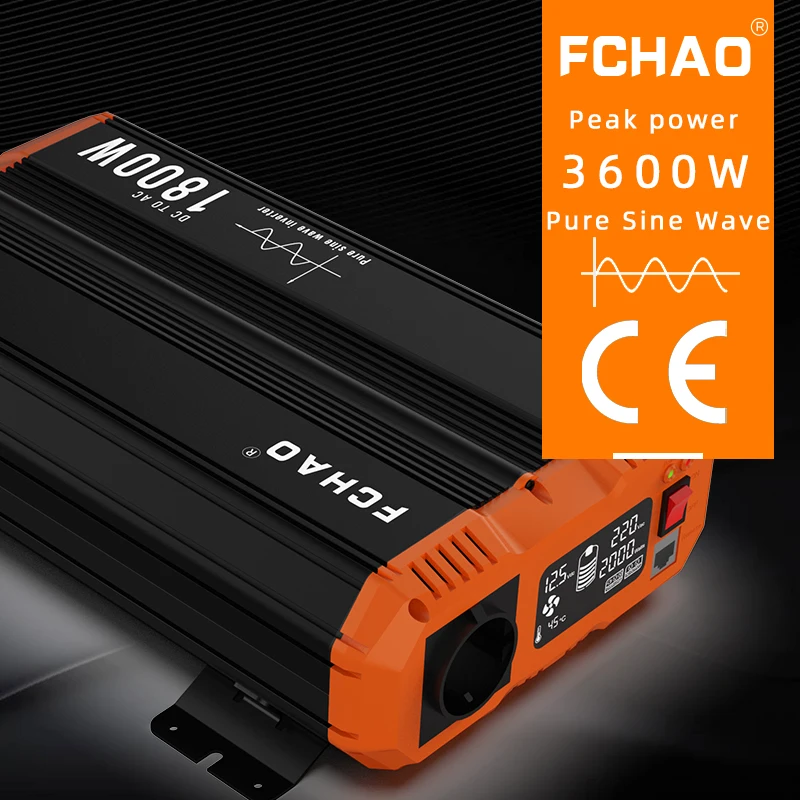 FCHAO 3600W Solar Panel Inverter Pure Sine Wave 12V 24V To 220V Car Power Converter Supply Solar Power LCD Display For RV Truck