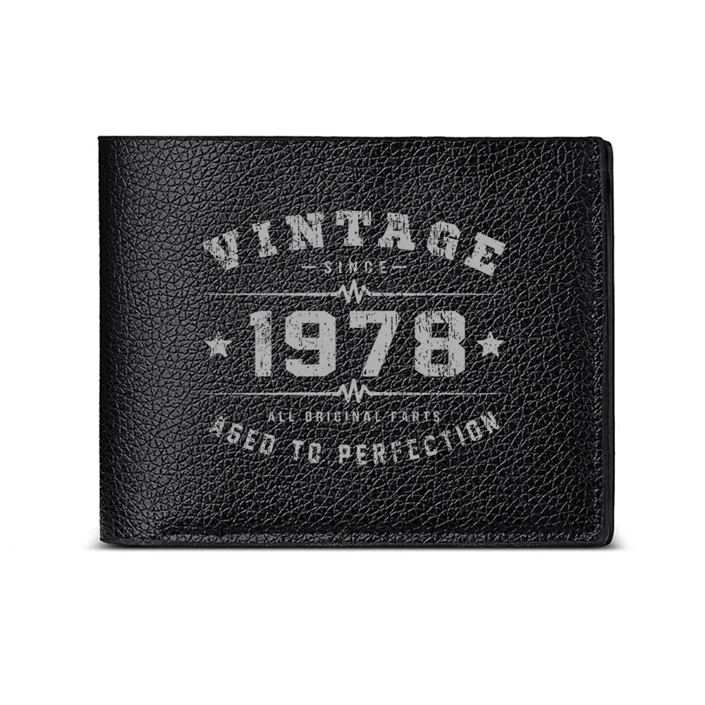 Vintage Since 1978 All Original Parts Used To Perfection Men's Wallet Card Holder Casual Business Fashion Print
