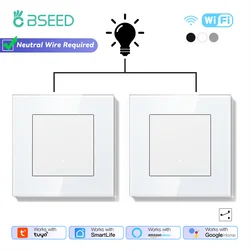 BSEED 1/2/3Gang Wifi Slimme Wandschakelaars 2Way Tuya Smart Leven Alexa Controle Voor Trappen Gang mechanische Klik Knoppen 2Pack