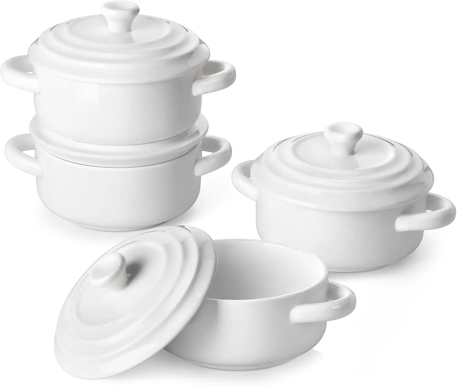 

Mini Cocotte Set - 14 OZ Small Casserole Dishes with Lids and Handles, Ceramic Mini Dutch Oven Set of 4, Small Baking R