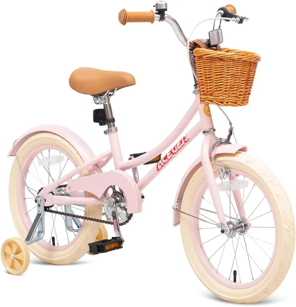 Girls Bike with Basket, Kids Bicycle for 3-13 Years, Included Coaster Brake & Caliper Brake, 14 16 18 Inch with Training