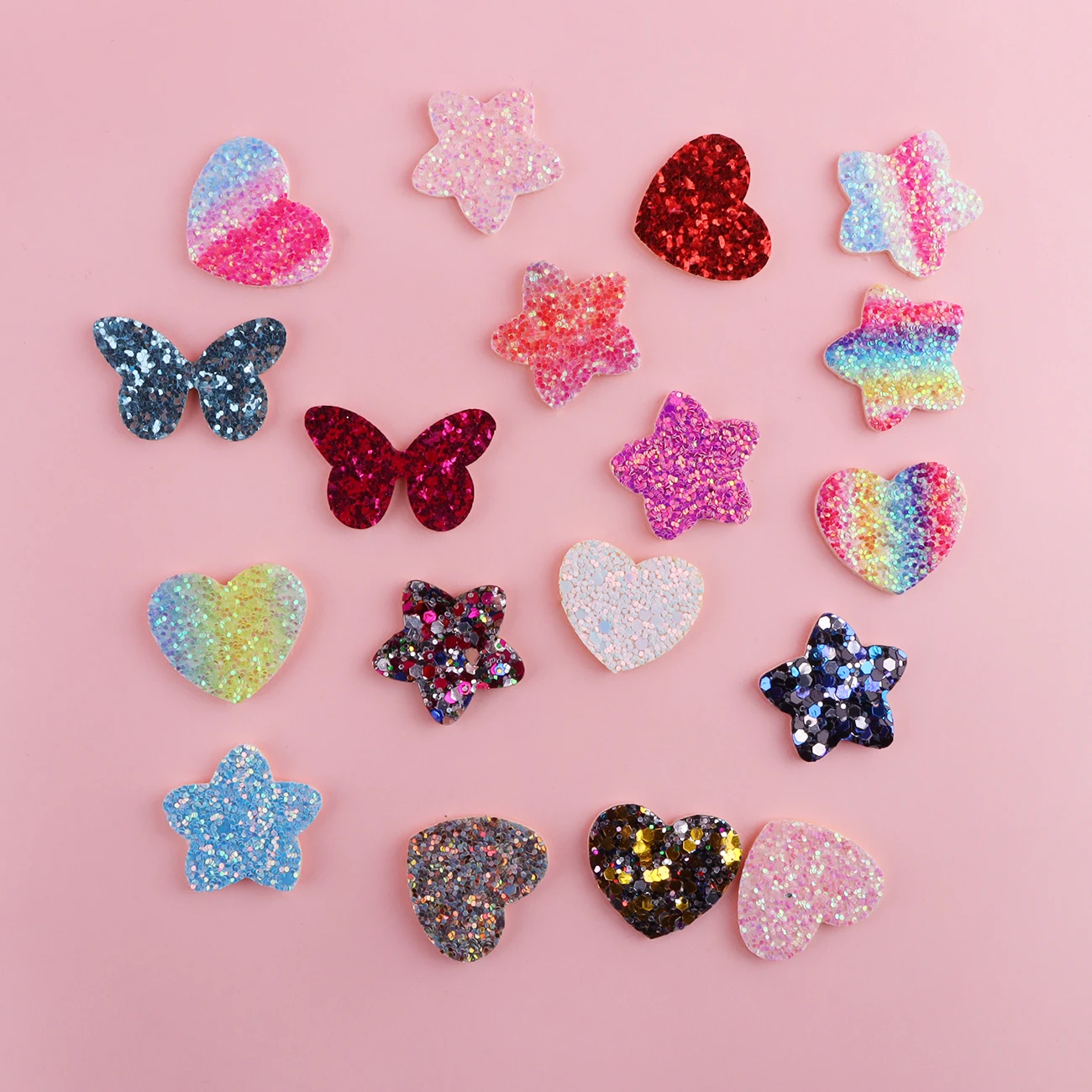 10Pcs Cartoon Heart Star Butterflies Applique for DIY Clothes Hat Shoes Decor Patches Headwear Hair Clips Bow Accessories Wholes