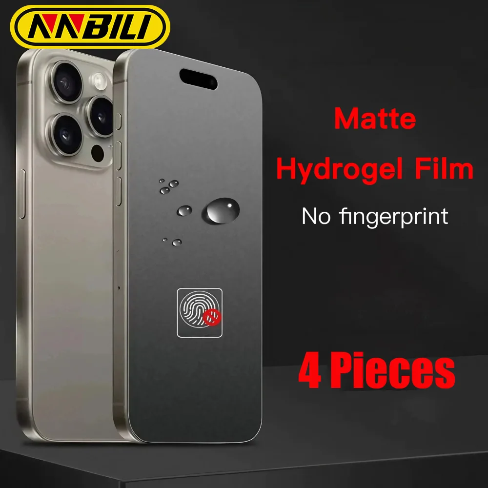 NNBILI 4Pcs Full Coverage Matte Screen Protection Hydrogel Film For iPhone 11 12 13 14 15 16 Pro Max 16e TPU Material Non Glass