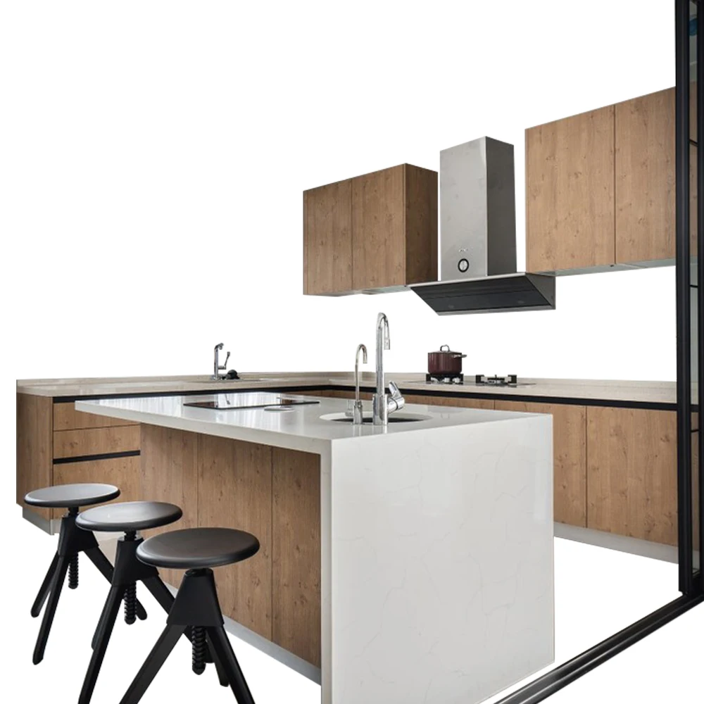 

Modern Matt Lacquer Finished Modular MDF Free Design Kitchen Pantry Furniture With Island