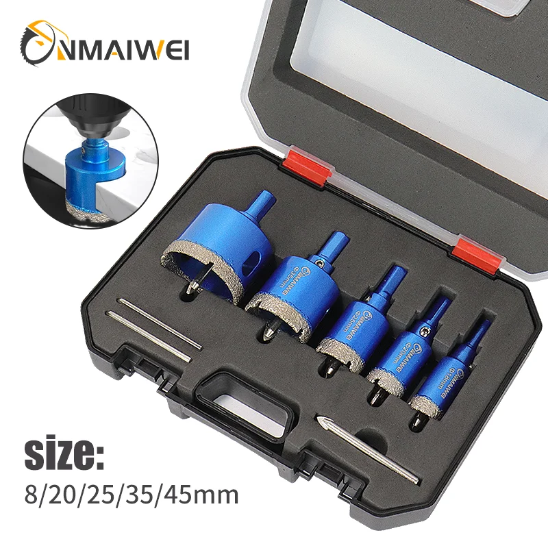 

8PCS 6-45mm Diamond Coated Drill Bits Set Ceramic Tile Hole Saw with position drill for Glass Marble Granite Stone Porcelain