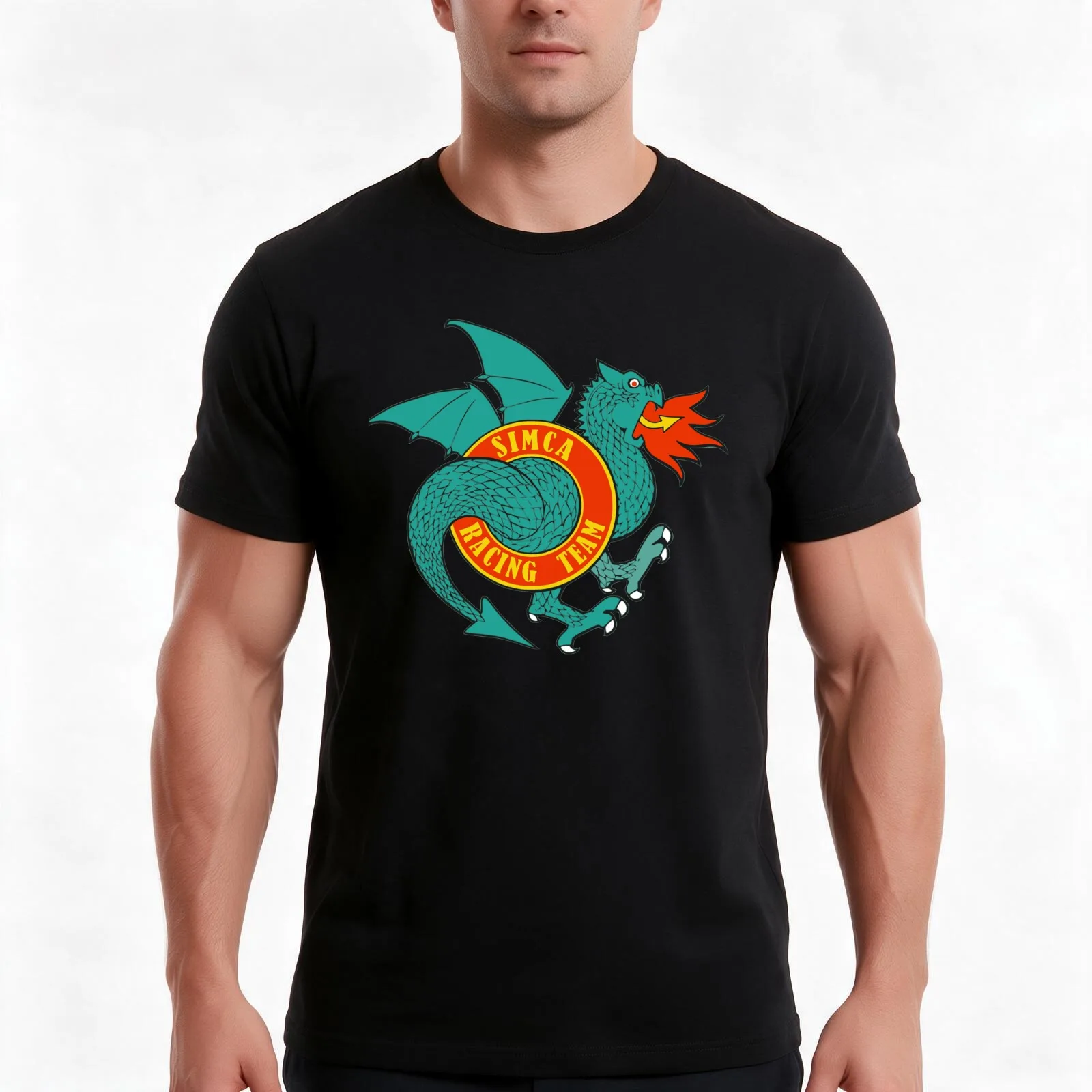 Simca racing team T-Shirt, Summer Casual Cotton Tee, Oversized Streetwear Tops, Vintage Graphic Print, Loose Fit Short Sleeve