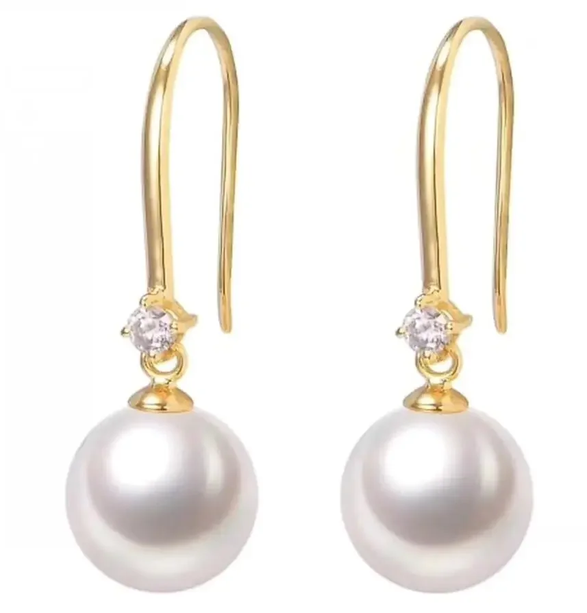 

noble jewelry 18K 11-12 MM natural tahitian SouthSea akoya Pearls earrings