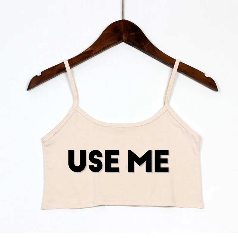 Débardeur court en coton élastique pour femmes, haut court sans manches, Sexy, avec lettres imprimées, nouvelle mode, été