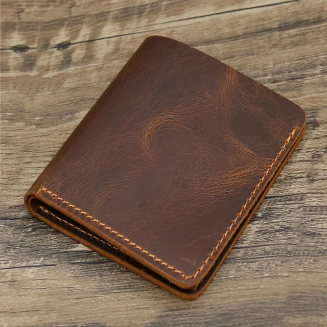 portfel meski 100% portfel z prawdziwej skóry mężczyzn w stylu Vintage Bifold brązowy portfel dla mężczyzn ze skóry naturalnej