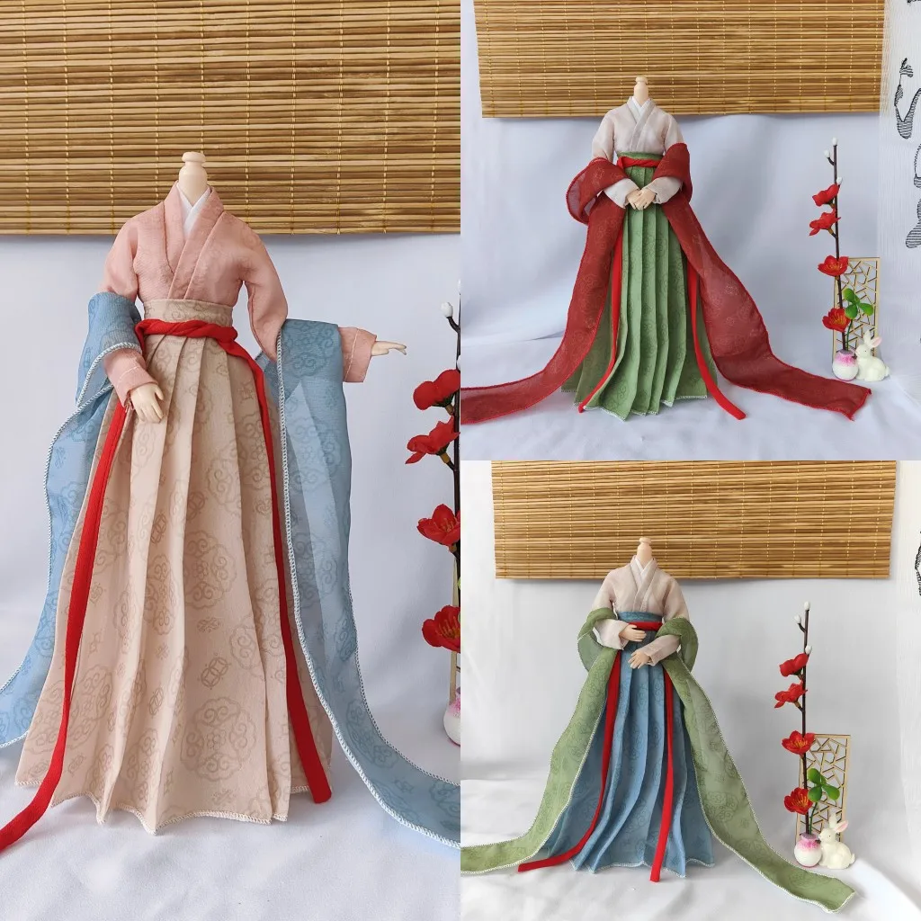 customize 1/6 Scale Female Song Dynasty Hanfu Chinese Ancient Clothes Model Fit 30cm BJD Soldier Action Figure Body Dolls