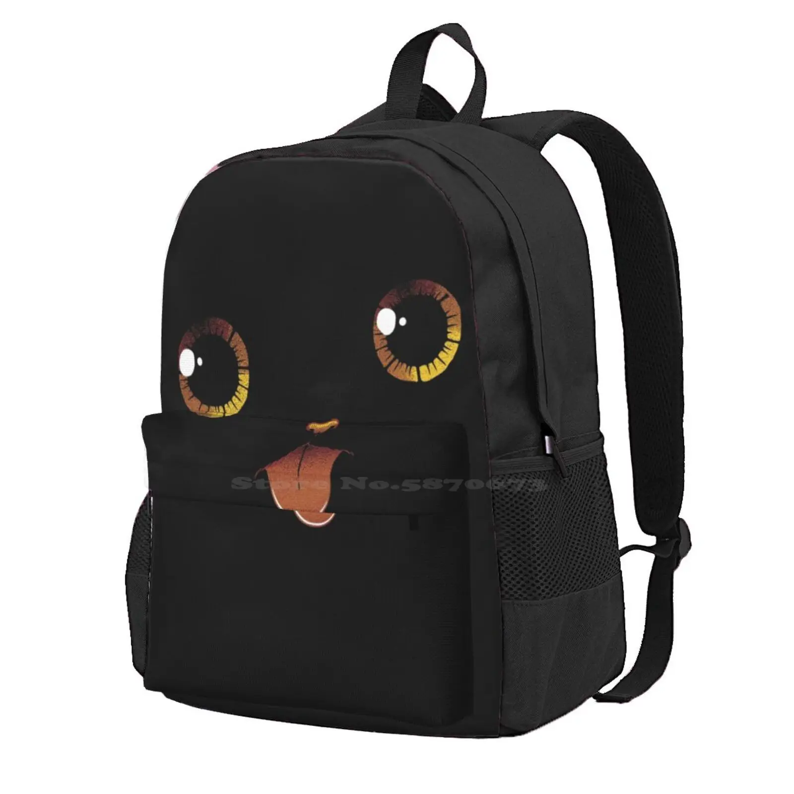 Cute Black Cat Minimalist Tongue By Tobe Fonseca Hot Sale Schoolbag Backpack Fashion Bags Black Cat Kitten Kitty Animals Pets