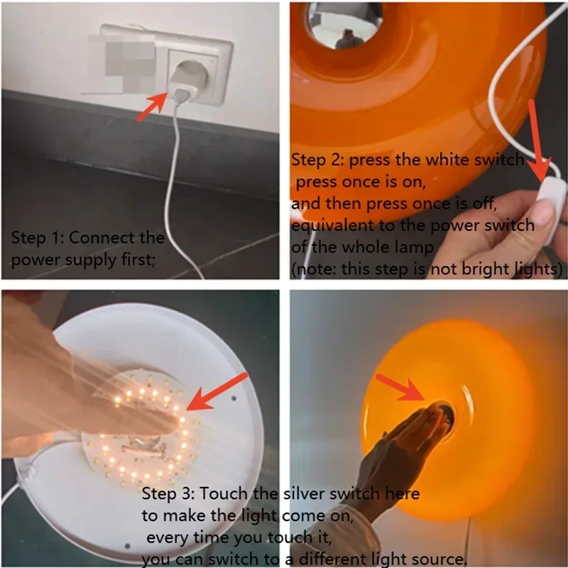 Lâmpada de parede luz laranja plugue usb para sala estar quarto estudo escada interior tricolor ambiente led luminária