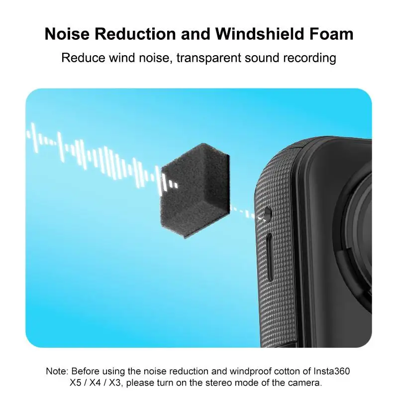 PULUZ 6 Pieces Noise Reduction Windshield Foam Gasket for Insta360 X5 / X4 / X3 Windshield Foam Gasket Camera Accessories