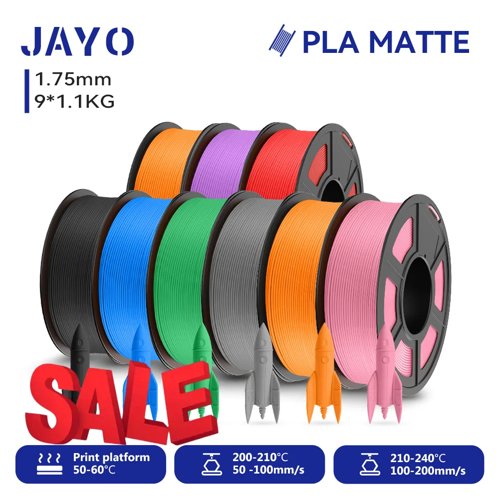 JAYO Filament d'imprimante 3D PLA mat/haute vitesse PLA mat 1.75mm Filament PLA soigneusement enroulé avec impression de finition mate pour imprimante 3D