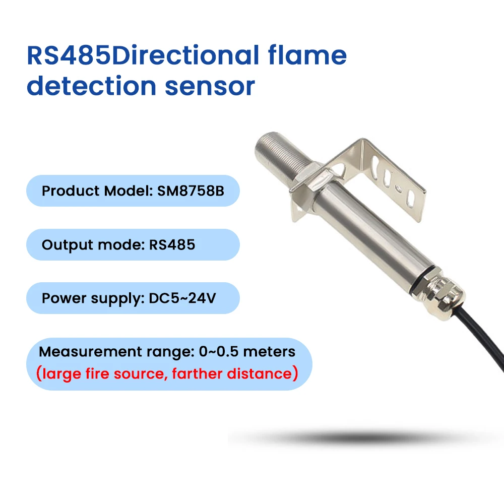 Stainless Steel Directional Flame Detection Sensor Infrared Flame Detector Flame Intensity Analysis Transmitter DC 5-12V